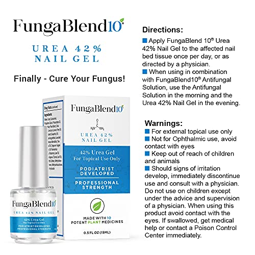 FungaBlend 10 - Urea 42% Nail Gel to Cure Fungus Faster - Delivers Antifungal Medication Directly to Fungus - Quick Results Topical Solution for Toe