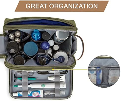 BAGSMART Toiletry Bag for Men, Canvas Travel Toiletry Organizer Dopp Kit Water-resistant Shaving Bag for Toiletries Accessories,Grey-Medium