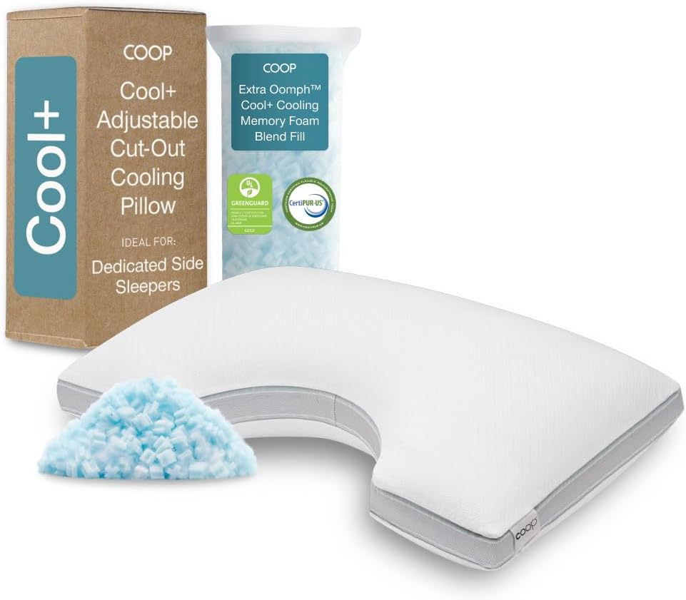 Coop Home Goods Eden Bed Pillow Queen Size for Sleeping on Back, Stomach and Side Sleeper- Medium Soft Memory Foam Cooling Gel - CertiPUR-US/GREENGUARD Gold