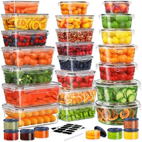 28 Pieces Food Storage Containers with Lids EXTRA LARGE Freezer Containers for Food BPA-Free Meat Fruit Vegetables Plastic Containers with lids