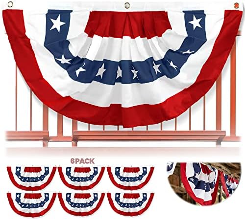 Anley US National Pleated Fan Flag, 3x6 Feet American Bunting Flags Patriotic Stars & Stripes - Sharp Color and Fade Resistant - Canvas Header and Brass Grommets - United States 3 x 6 Feet Half Fan Banner