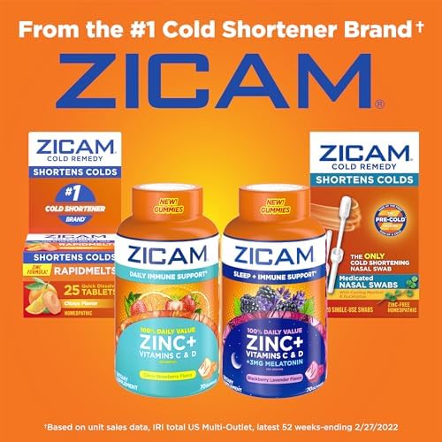 Zicam Daily Immune Support Gummy Supplement, Citrus Strawberry, 70 Count | Antioxidant Support, Easy-to-Take Gummies, Zinc, Vitamin C, Vitamin D