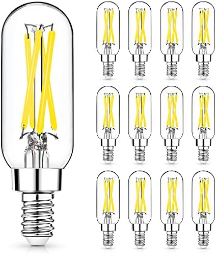 12 Pack E12 LED Edison Bulbs, 4W Dimmable T6, 2700K Warm White | Equal 40W, Dimmable T6 T25 LED Bulb, 420lm, No flicker, Candelabra light bulb for Chandelier, Ceiling Fan, Not E26 Base