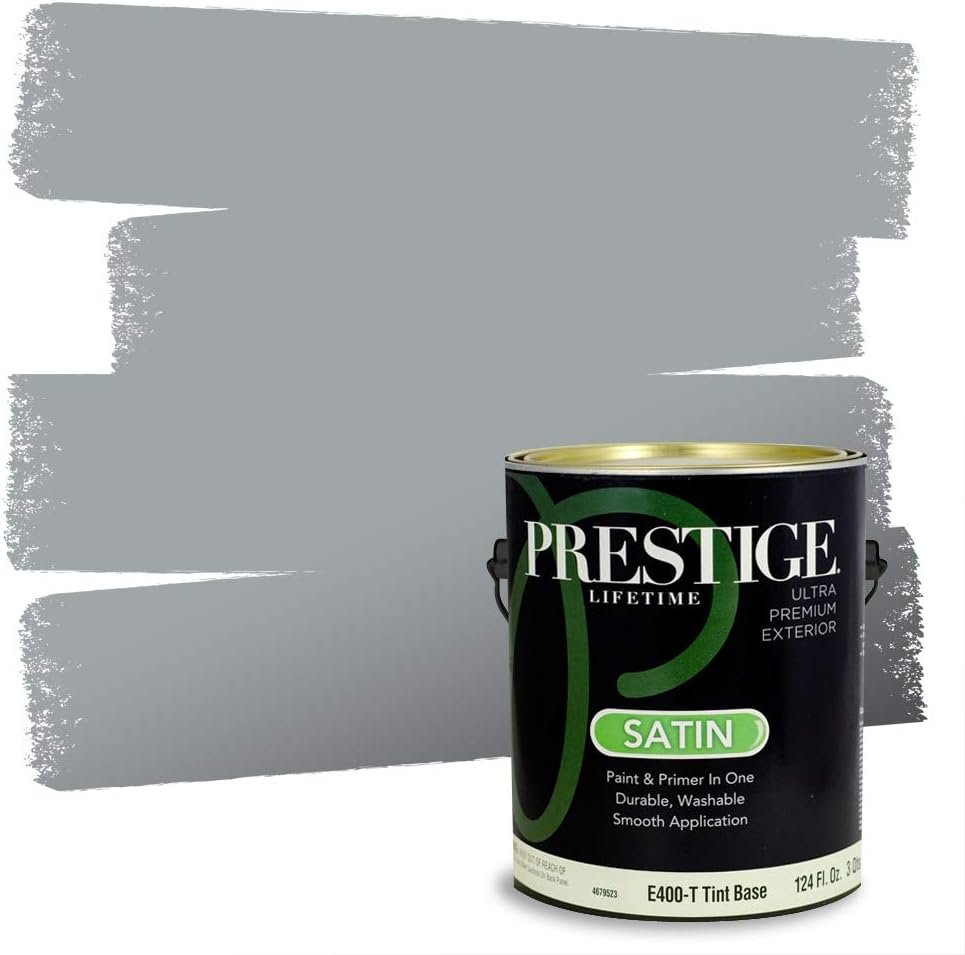 PRESTIGE Paints Exterior Paint and Primer In One, 1-Gallon, Flat, Comparable Match of Sherwin Williams* Grizzle Gray*
