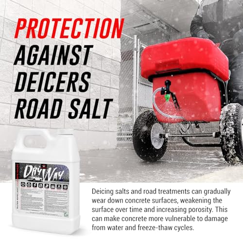 DryWay Silane Siloxane Penetrating Concrete Driveway Sealer, Natural Finish | Breathable Water-Repellent Concrete Sealer for Brick, Pavers, Patios, Pool Decks & Outdoor Concrete - Non-Film Forming