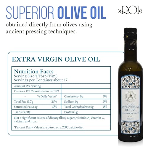 ROI Premium Ligurian Italian Extra Virgin Olive Oil First Cold Pressed - Gourmet Mosto Olive Oil Imported from Italy, High in Polyphenols, 17 fl oz (500 ml)