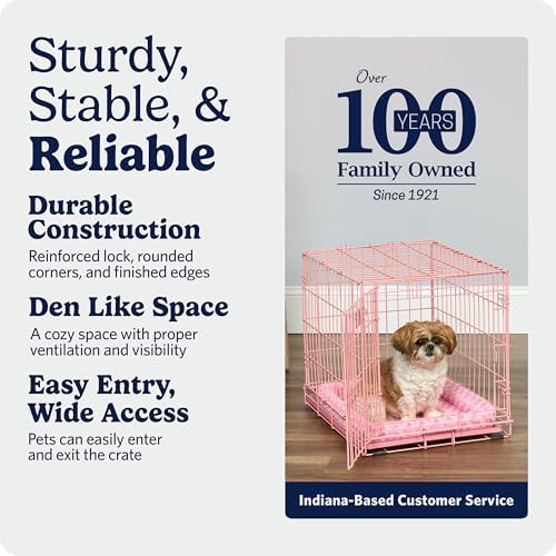 MidWest Homes for Pets 24-Inch Pink Fashion iCrate for Small Breeds, 12-20 lbs, Single Door Folding Dog Crate with Divider Panel, Leak-Proof Tray & Secure Latch, Portable, Durable & Easy to Assemble