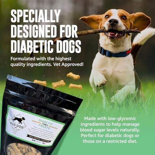 Old Dog Cookie Company Tiny Diabetic Dog Treats | All Natural, 2 Calorie, Vet Approved Pet Snacks | Top Treat for Dogs | Healthy Chews for Large