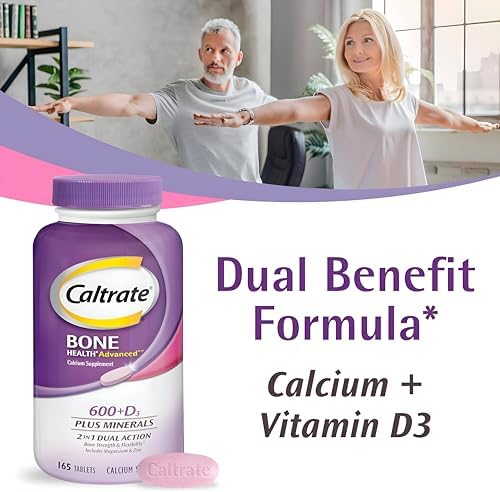 Caltrate 600 Plus D3 Vitamin D and Calcium Supplement Tablets, 165 Count | Highest Level of Vitamin D3, Maximizes Calcium Absorption to Support Strong Bones and Daily Function