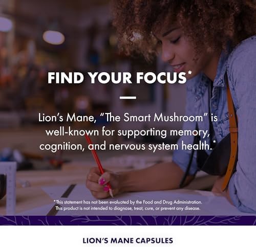 Host Defense Mushrooms Lion's Mane - Brain Health Support Supplement for Focus & Memory Function - Immune & Nervous System Support Supplement- 30 Capsules