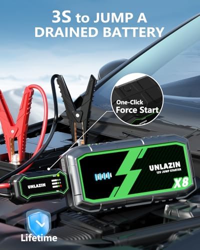 X8 10000A Portable Jump Starter with Force Start, All Gas & Diesel Engines | 12V Car Starter Jump Box & Battery Starter Booster, QC 3.0 Quick Charge