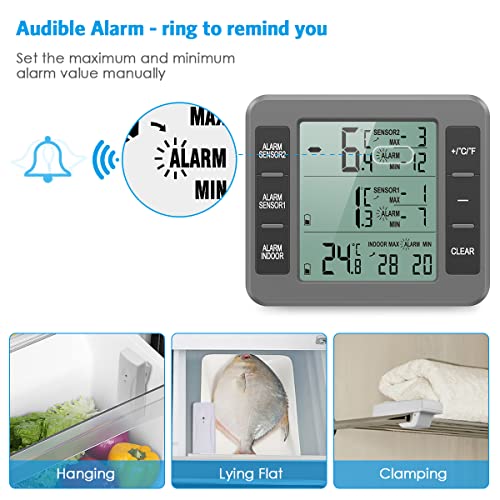AMIR Refrigerator Thermometer, Wireless Indoor Outdoor Thermometer