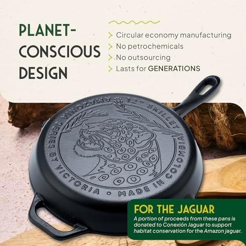 Victoria 10-Inch Cast Iron Skillet, Pre-Seasoned Cast-Iron Frying Pan with Long Handle, Made in Colombia | Pan with Long Handle, Made in Colombia