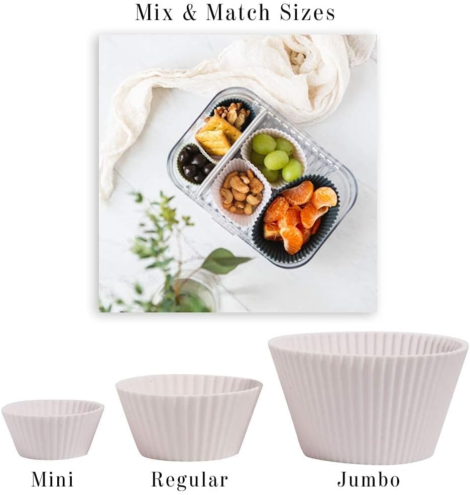 The Silicone Kitchen Reusable JUMBO Silicone Baking Cup, Non-Toxic, BPA Free, Dishwasher Safe, Jumbo, 12 Pack, White Blue Green