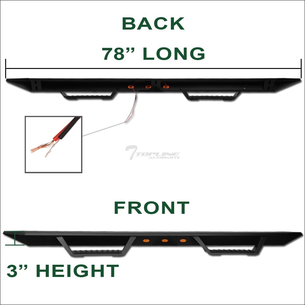 7422446042025 Compatible with 2022-2024 Toyota Tundra Double (Extended) Cab Matte Black Steel Modular LED Drop Step Side Nerf Bars