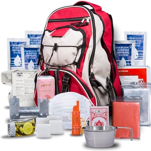 Blue Seventy-Two - Pro Series - Red Deluxe 72 Hour Emergency Backpack Survival Kits for 1 Person | Survival Kits for Wildfires, Earthquakes, Tornado
