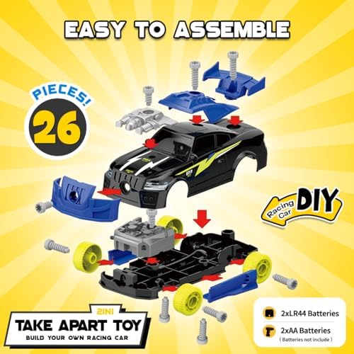 GILOBABY Take Apart Toys for Boys, STEM Building Set with Electric Drill | 26PCS Take Apart Toy, Kid-Safe Electric Drill, Dynamic Lights & Sounds