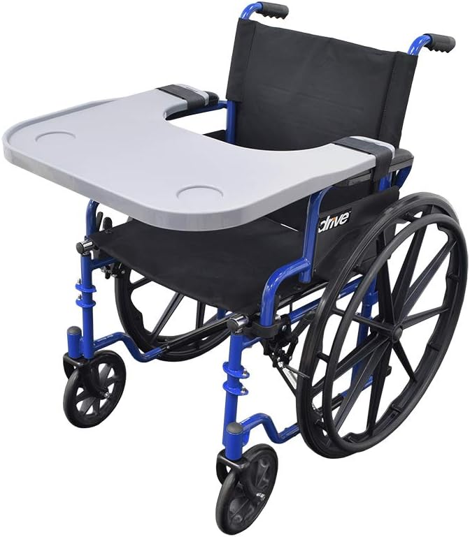 AlveyTech Wheelchair Tray Table with Cup Holder - Fits 18-20 Inch Wide Standard Wheelchairs Like Drive, Golden, & Invacare