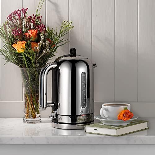 Dualit Classic Kettle - Polished Stainless Steel with Black trim- Quiet boiling kettle - 90 Second Boil Time - 1.7L Capacity, 1.5kW