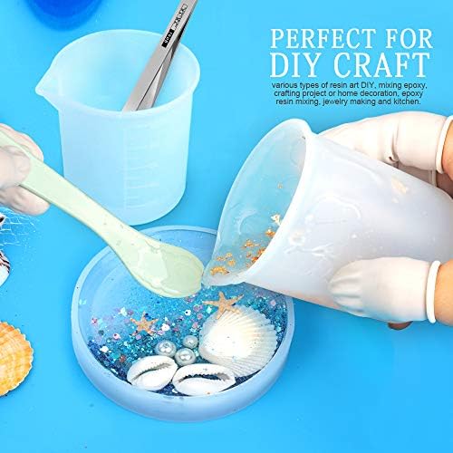 LEOBRO Silicone Measuring Cups for Epoxy Resin, 250 & 100ml Reusable Epoxy Resin Mixing Cups, Silicone Pouring Cup, with Stir Sticks, Finger Cots
