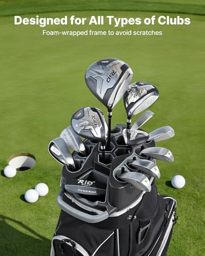 VEVOR Golf Cart Bag, 14 Way Molded Lock Top Divider Organizer, Golf Club Bag with Full-Length Divider, Handles, Storage Pockets, Shoulder Strap, Rain Hood, Smooth Zippers for Men & Women