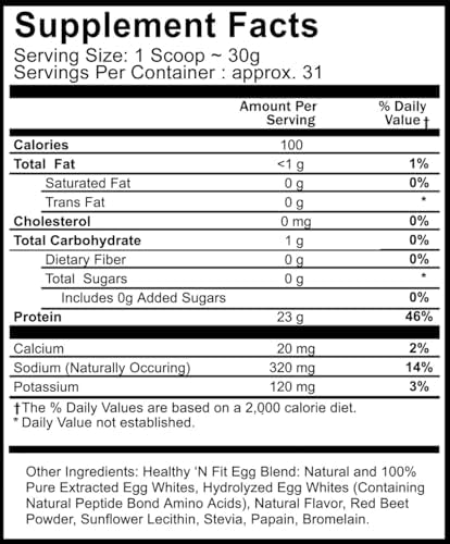 Healthy 'N Fit 100% Egg Protein- Vanilla Ice Cream (2lb): 100% Egg White Protein Plus Natural Peptides. Pure, All Naturally Sweetened Protein