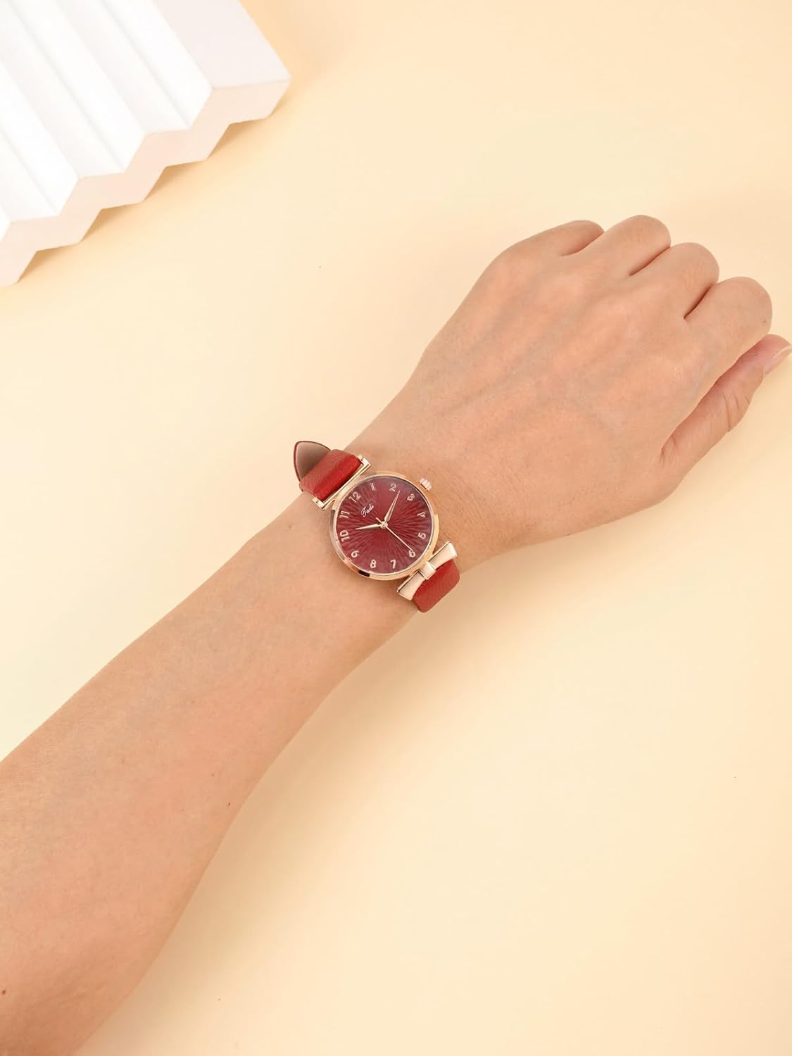 Top Plaza Ladies Classic Leather Analog Quartz Watch | Women Easy Read Arabic Numerals Watches Casual Dress Wrist Watch,Rose Gold Case