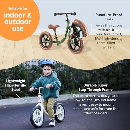 Retrospec Cub Toddler Balance Bike for Ages 18 Months - 3 Years - 12in No-Pedal Beginner Bicycle with Adjustable Seat