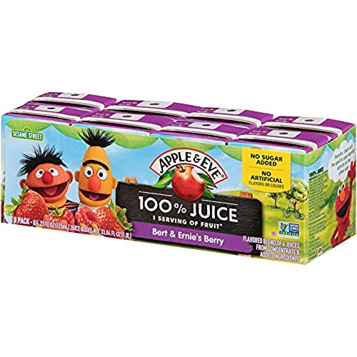 Apple & Eve Sesame Street Big Bird's Apple Juice, 4.23 Fluid-oz, 8 Count, Pack of 5