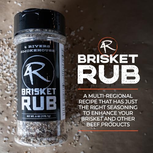 4 Rivers - Smokehouse Brisket Rub - Dry Rub Seasoning for Roasting, Slow-Cooking or Grilling - Premium Blend - Multi-Regional Recipe - Premium Ingredients - 6 oz | Seasoning for Roasting, Slow-Cooking or Grilling, Premium House-Made Blend, Multi-Regional…