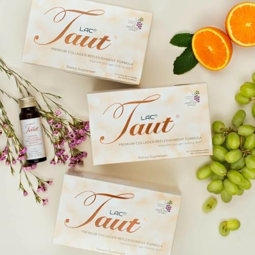 TAUT Liquid Collagen for Women – 13,000mg Marine Collagen Drink with Hyaluronic Acid, Grape Seed & Elastin – Visible Skin, Hair & Joint Support – 1 Box (8 Bottles Each)