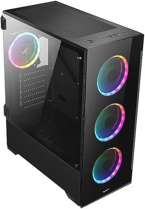 Bgears b-Voguish Gaming PC Case with Tempered Glass panels, USB3.0, Support E-ATX, ATX, mATX, ITX. (Fans are sold separately)