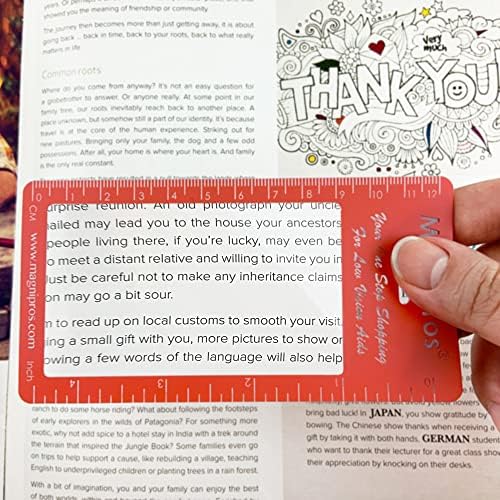 MAGDEPO 3X Magnifier Bookmark Ruler, Credit Card Size Magnifier, Card Protector with Magnifying Lens