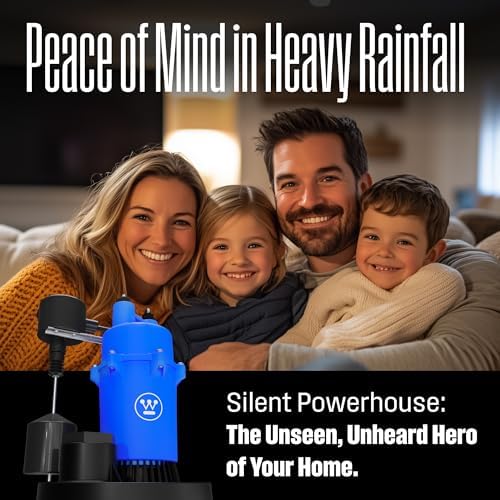 Westinghouse Sump Pump 1/2 HP 69 GPM Submersible Water Pump Thermoplastic Portable Utility Pump High Flow Water Removal for Swimming Pool Garden Pond Basement Window Wells with 10ft Long Power Cord