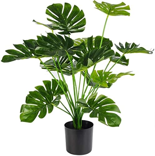Toopify 28" Fake Plants, Artificial Monstera in Black Pot for Office Decor