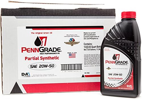 PENN GRADE 1, 20W-50 Partial Synthetic Racing Oil 12 Pack With Funnel