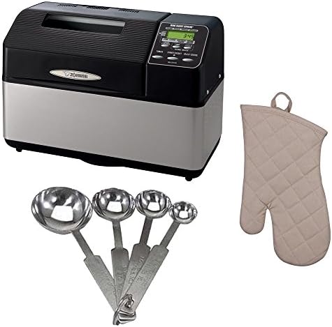 Zojirushi BB-CEC20 Home Bakery Supreme 2 lb Breadmaker (Black) | Stainless steel measuring spoons, oven mitt