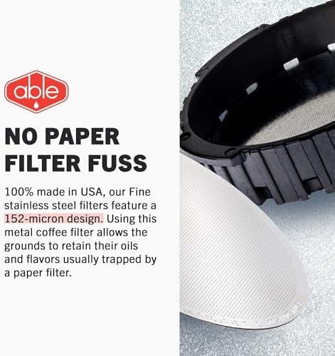 Able - DISK Stainless Steel Coffee Filter, AeroPress Coffee Maker-Compatible, AeroPress Accessories for Home & Cafes, 2.45” Reusable Coffee Filters (254-Micron Standard + 152-Micron Fine), Pack of 2