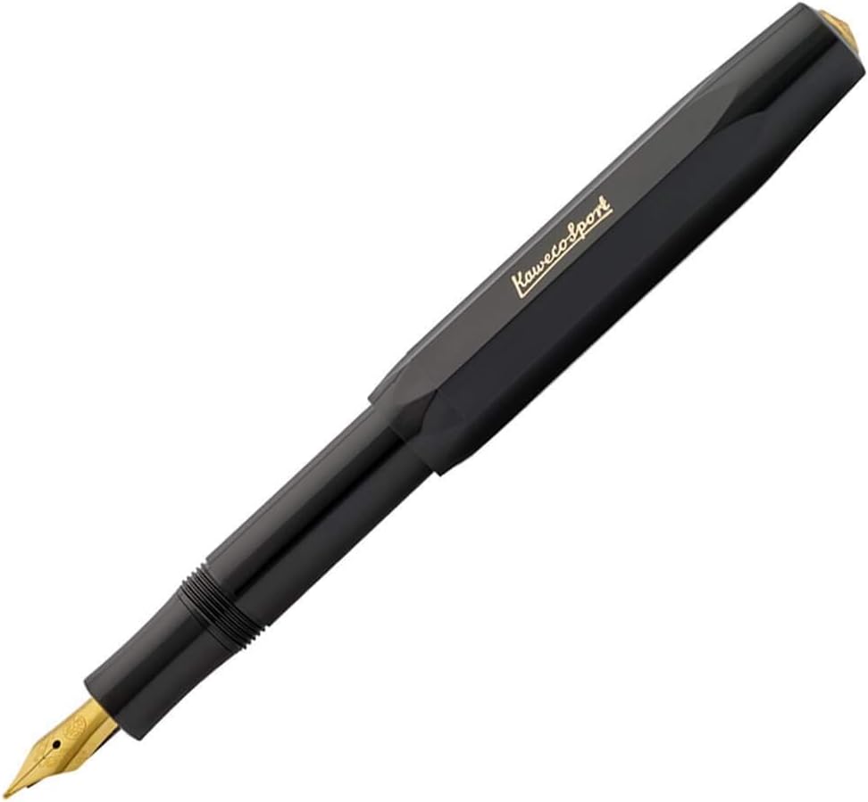 Kaweco CLASSIC SPORT Fountain Pen White with 23 Carat Gold-Plated Steel Nib and Iridium Tip for Ink Cartridges I Sport Fountain Pen 13 cm I Nib: BB (Extra Broad)