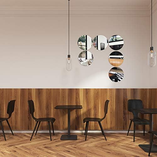 Aneco Acrylic Round Mirrors Non Glass Round Mirror Plate Self Adhesive Mirror Stickers for Home Wall Decor or Wedding Table Centerpiece