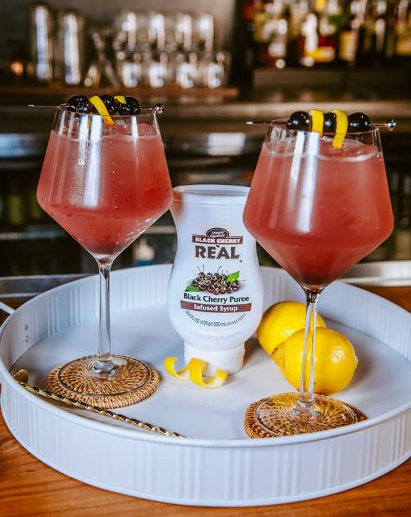 Reàl Infused Exotics Fruit Syrup Variety, 16.9 fl oz, 6 Pack | Strawberry, Raspberry, Peach, Blueberry, Black Cherry