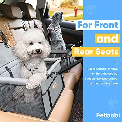 Petbobi Dog Car Seat for Small Dogs and Cats up to 15 lbs, Portable Booster | Pink, Water-resistant Oxford fabric, PVC Tubes, Folds Flat, Clip-on Leash Keeps Pups Secure and Drivers Focused