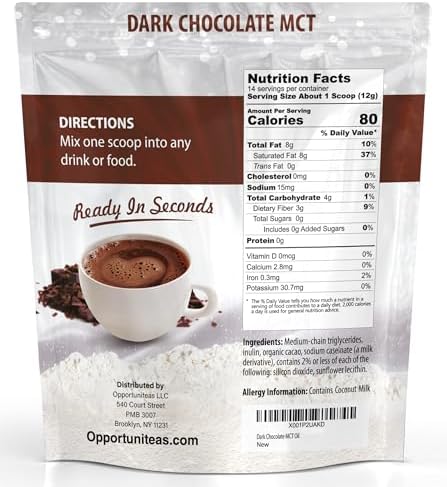 Opportuniteas MCT Oil Powder, Keto Coffee Creamer, Dark Chocolate, 6 oz | Low Carb, Keto Friendly, Boosts Energy & Mental Focus