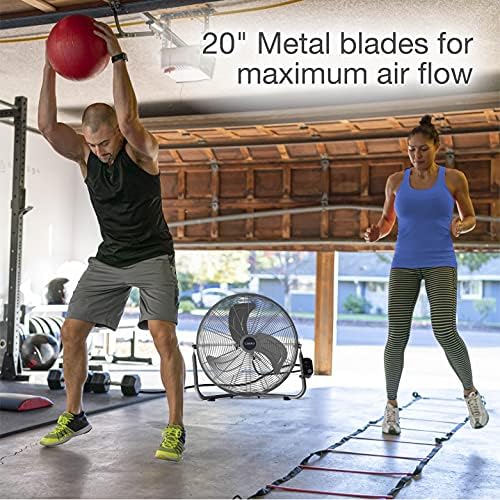 Lasko 20" Black High Velocity Wall Mount Fan with Pivoting Head - 3 Speeds, Ideal Wall Mount Fan or Floor Fans for Home, Garage, Attic, 2264QM