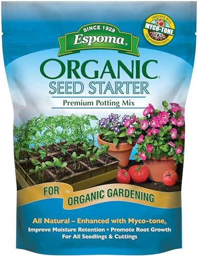 Espoma Organic Seed Starter Premium Potting Soil Mix - All Natural & Organic Seed Starting Mix with Mycorrhizae. for Organic Gardening, 8 qt, Pack of 1