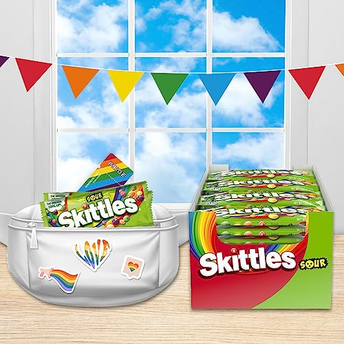 SKITTLES Sours Chewy Sour Candy Packs, Full Size Bulk Candy, Pack of 24 | Original Sour Chewy Candy, Individually Wrapped Full Size Packs