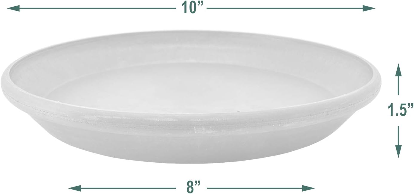 PSW Pot Collection AP25DC 10-inch Plastic/Stone/Wood Composite Plant Saucer Drip Tray – No Drainage Hole (Drillable), Indoor/Outer Water Tray, Dark Charcoal