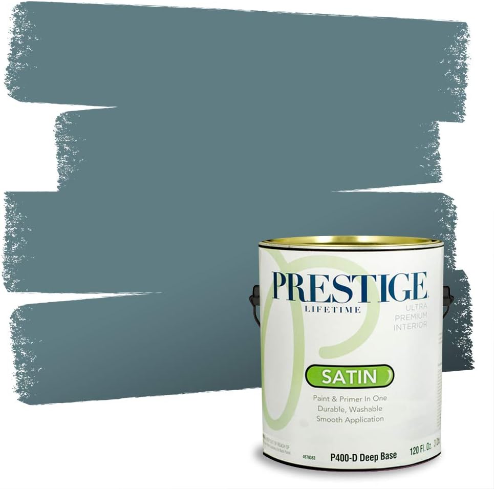 PRESTIGE Paints E100-T-SW6241 Exterior Paint and Primer in One, 1-Gallon, Flat, Comparable Match of Sherwin Williams Aleutian, 1 Gallon, SW18-Aleutian