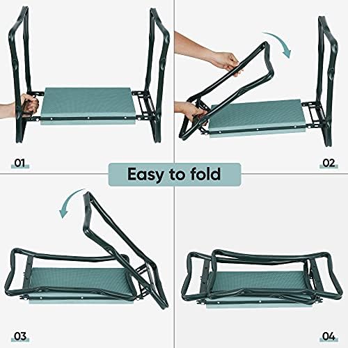 ZENY Folding Garden Kneeler Seat Gardening Workseats Portable Garden Bench Stool with Thicken Foam Kneeling Pad and Tools Pouch