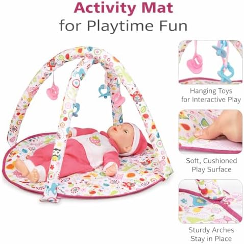 Liberty Imports 5-in-1 Baby Doll Stroller Playset with Doll Included, Foldable Stroller, Playard Playpen, Activity Play Mat, Baby Carrier & Travel Bag